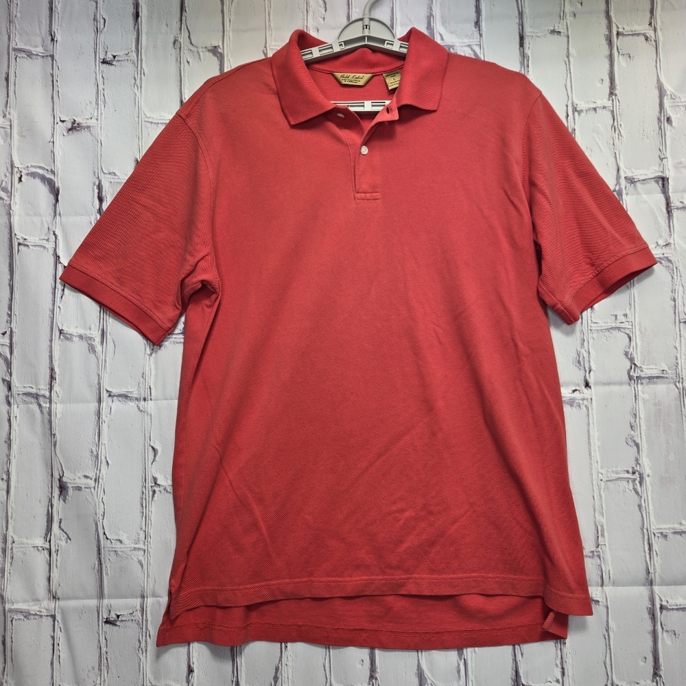 Gold Label Roundtree & Yorke Classic Pinkish Red Polo Shirt Mens Sz Large Cotton